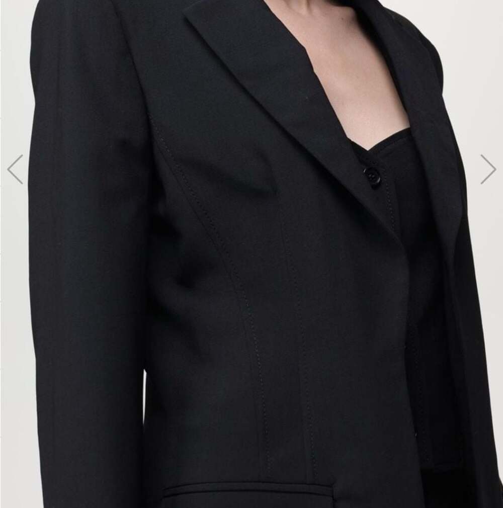 Alberta Ferretti Zig-Zag Stitch Tailored Wool-Blend Button-Up Jacket Sz Large